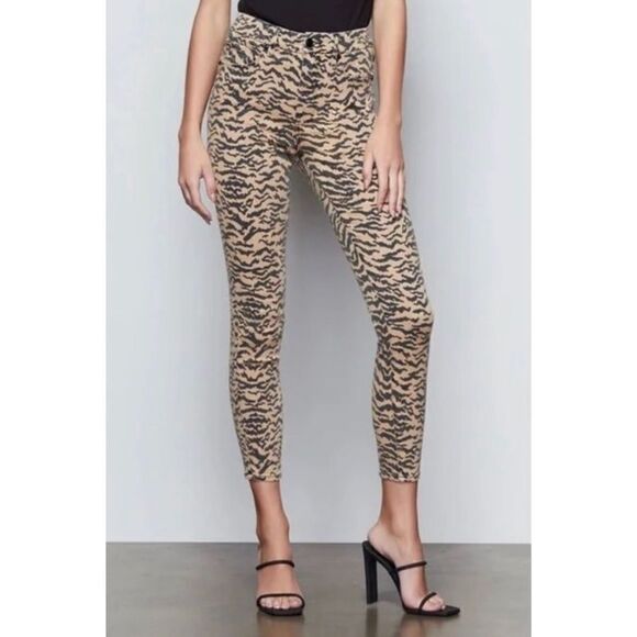 Good American High Waist Crop Jeans Tan Brown‎ Zebra Size 27 NWT - Picture 1 of 8